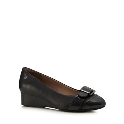 Black 'Ellinor' leather wedge heels